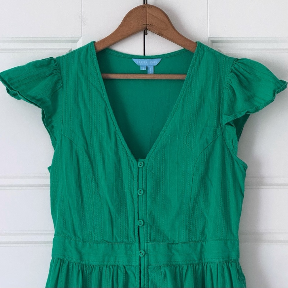 Draper James Tiered Midi Dress Womens 2 Kelly Green Lainey Textured Lined - Picture 2 of 16